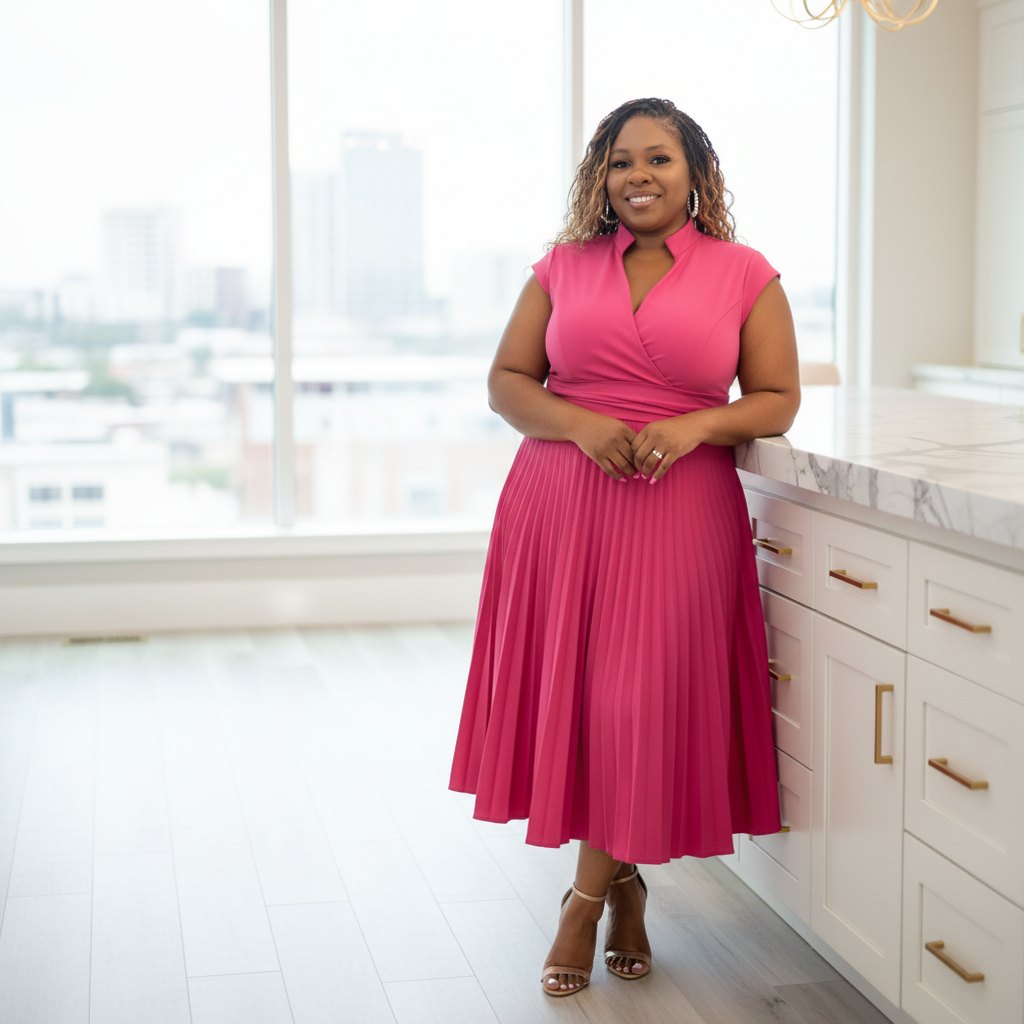 Tiwana Kyle in a pink dress